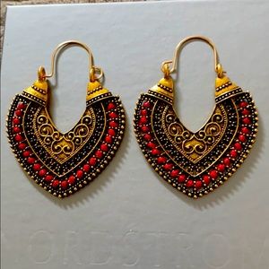 Vintage Gold Silver Color Heart Earrings